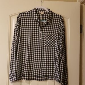 Black and white check long sleeve top